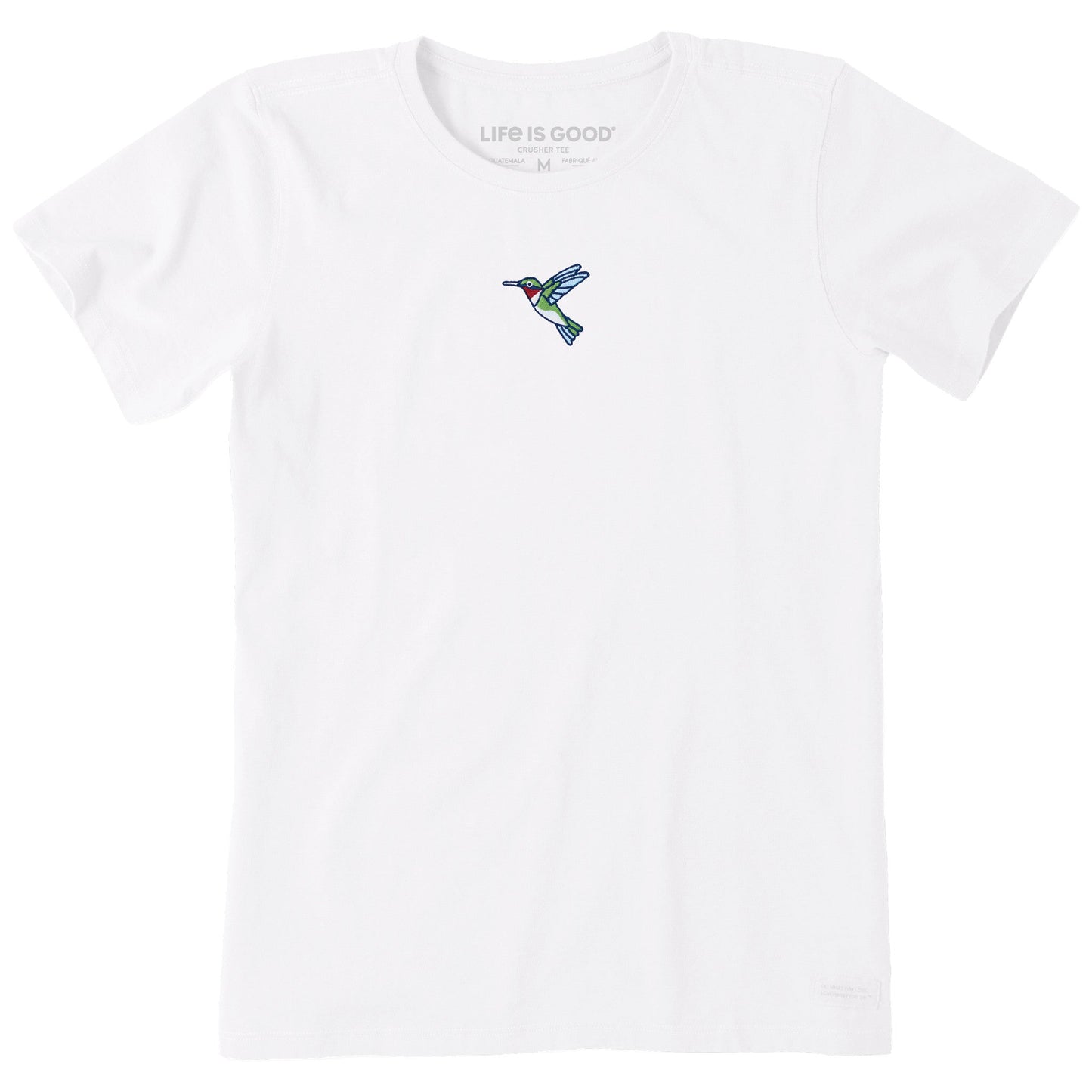 Women's Embroidered Hummingbird Short Sleeve Crusher Tee