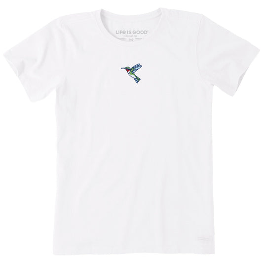 Women's Embroidered Hummingbird Short Sleeve Crusher Tee