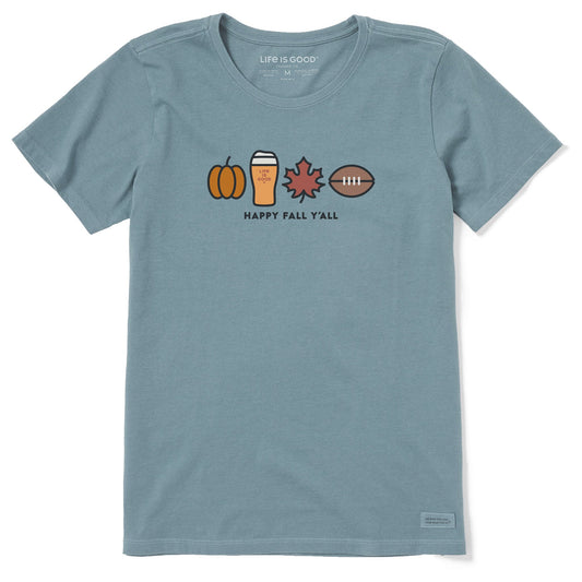 Women's Happy Fall Icons Short Sleeve Crusher Tee
