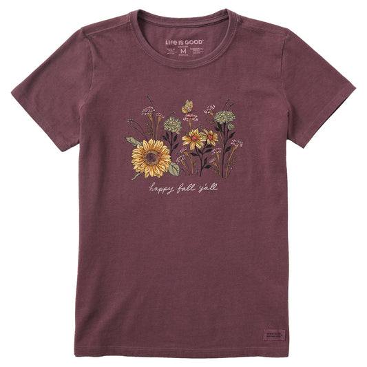 Women's Happy Fall Flowers Short Sleeve Crusher Tee