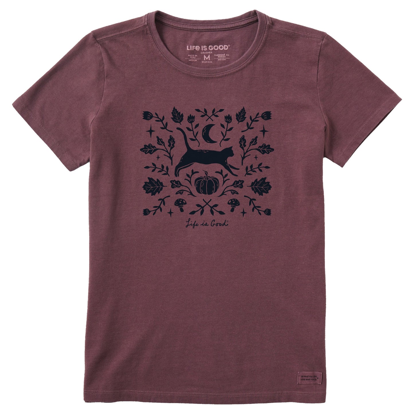Women's Fall Foliage Cat Short Sleeve Crusher Tee
