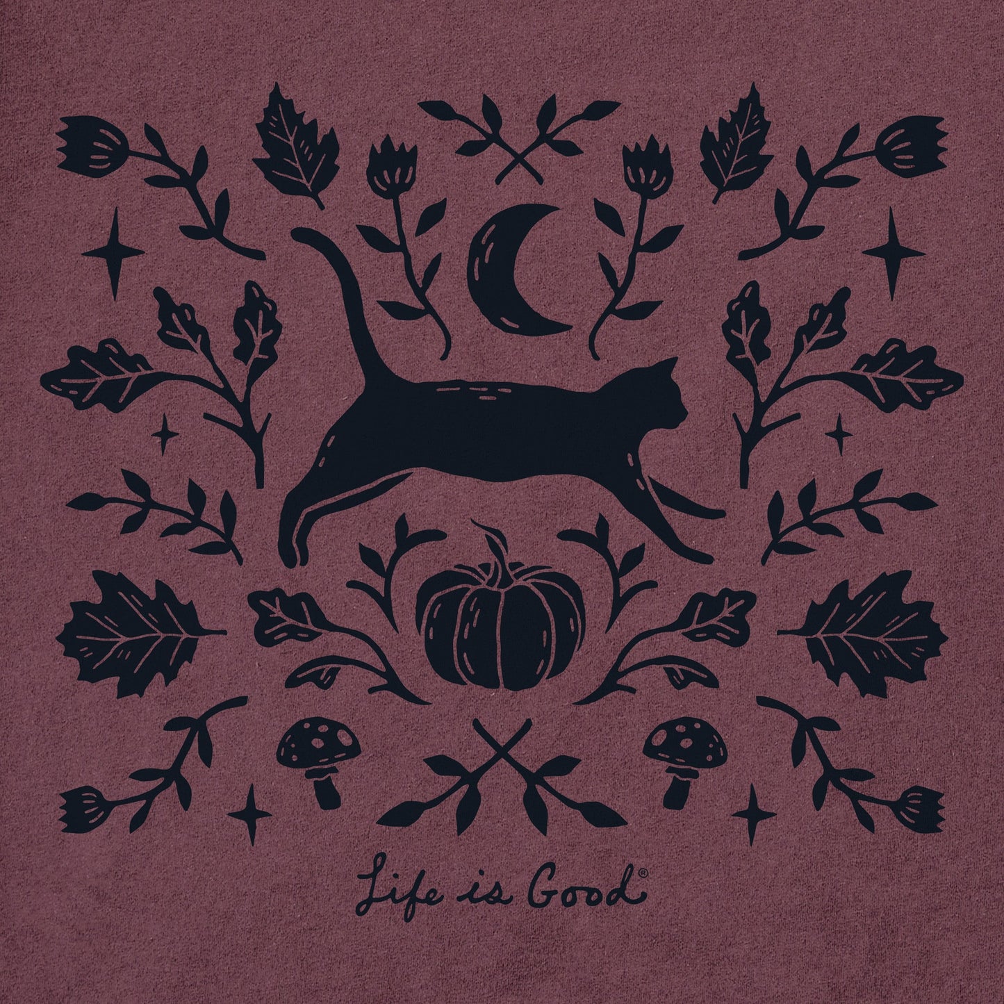 Women's Fall Foliage Cat Short Sleeve Crusher Tee