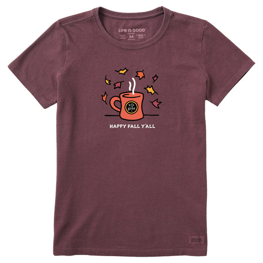 Women's Happy Fall Y'all Mug Short Sleeve Crusher Tee