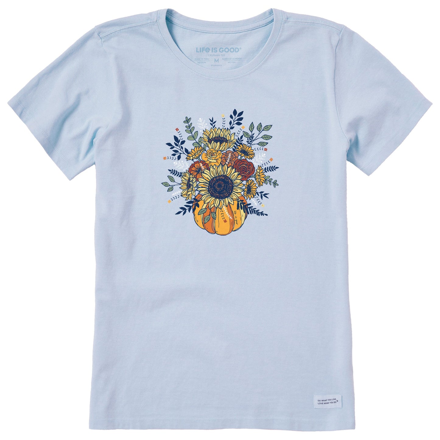 Women's Fall Pumpkin Flowers Short Sleeve Crusher Tee