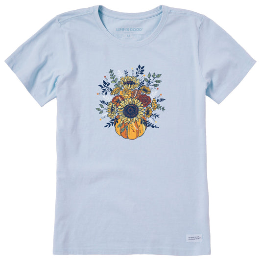 Women's Fall Pumpkin Flowers Short Sleeve Crusher Tee