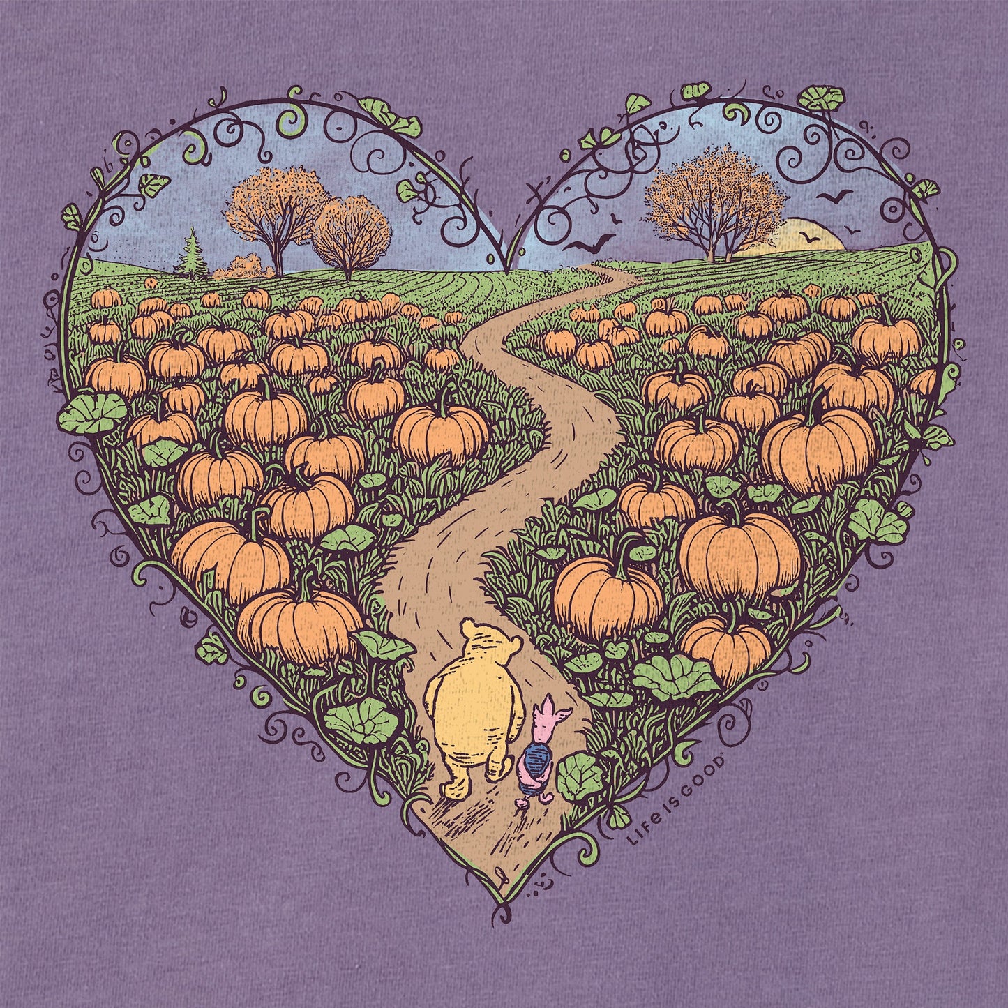 Women's Winnie & P Pumpkin Patch Heart Short Sleeve Crusher Tee