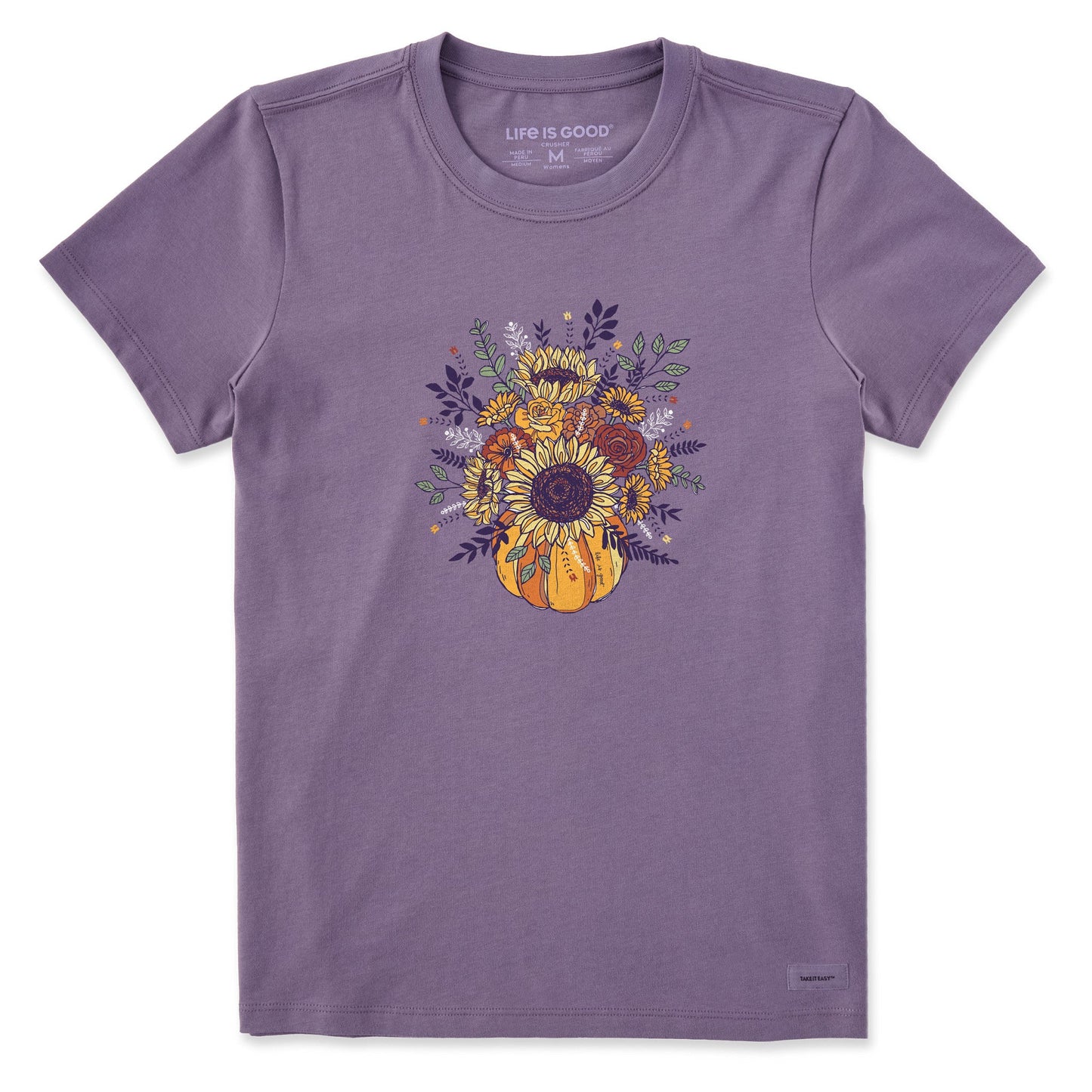 Women's Fall Pumpkin Flowers Short Sleeve Crusher Tee
