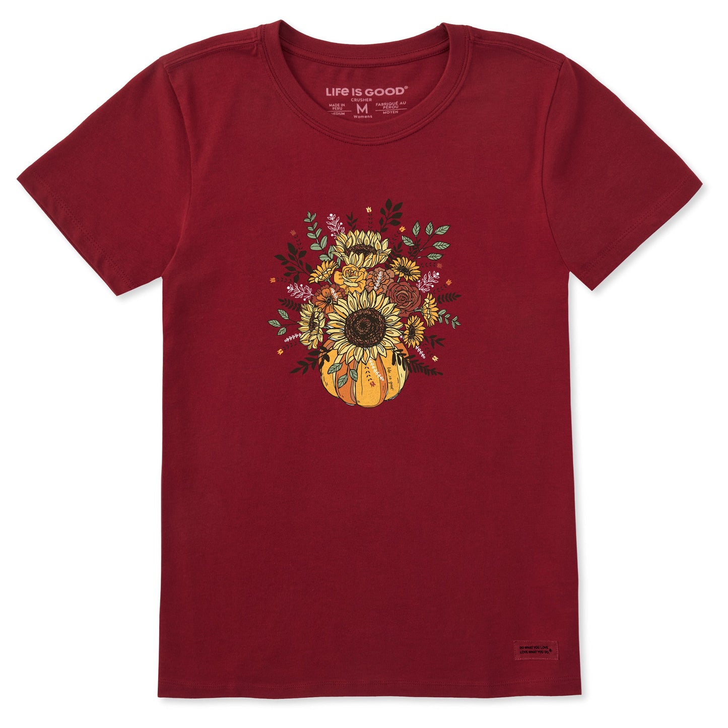 Women's Fall Pumpkin Flowers Short Sleeve Crusher Tee