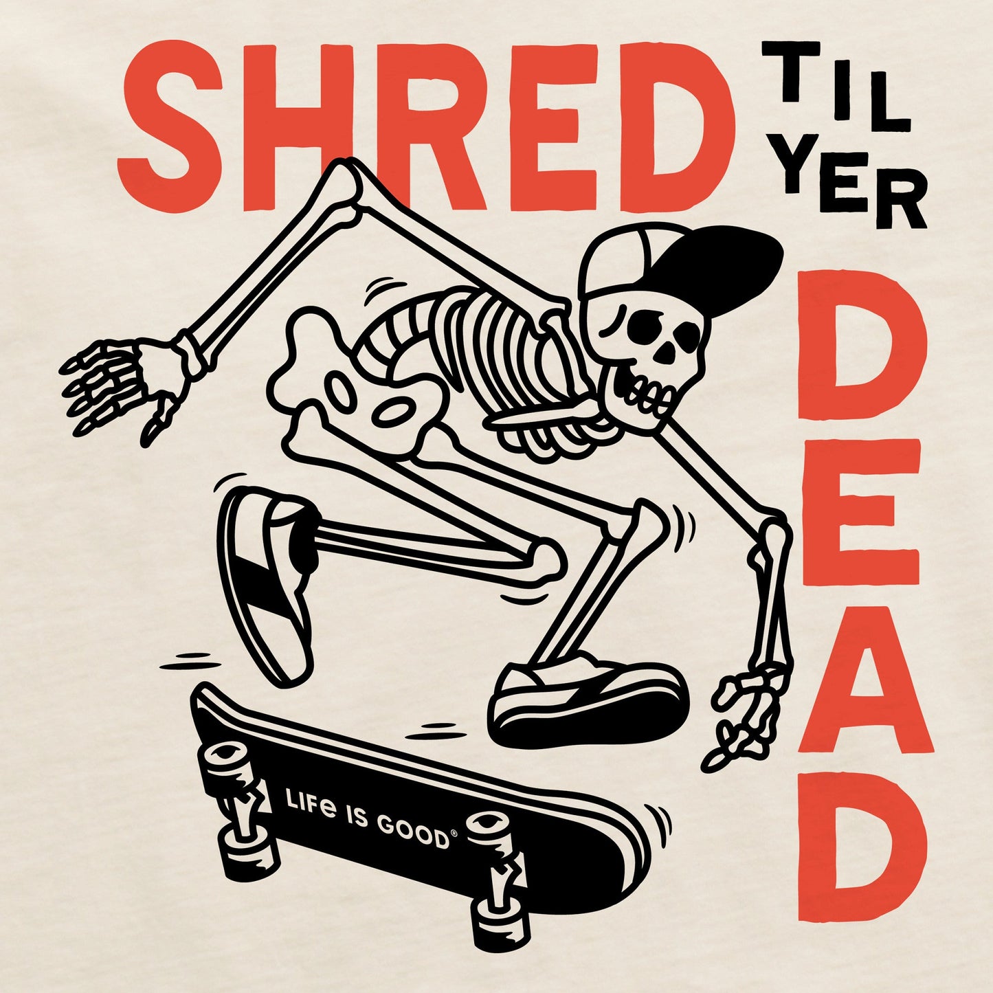 Women's Shred til yer Dead Skateboard Skeleton Crusher-LITE Shrunken Tee