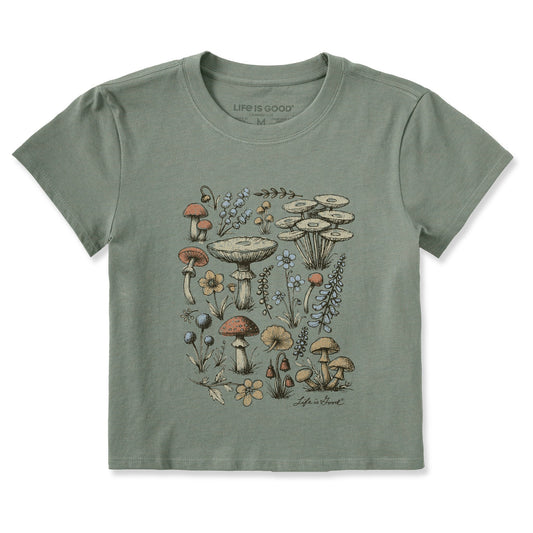 Women's Botanical Shrooms & Wildflowers Crusher-LITE Shrunken Tee