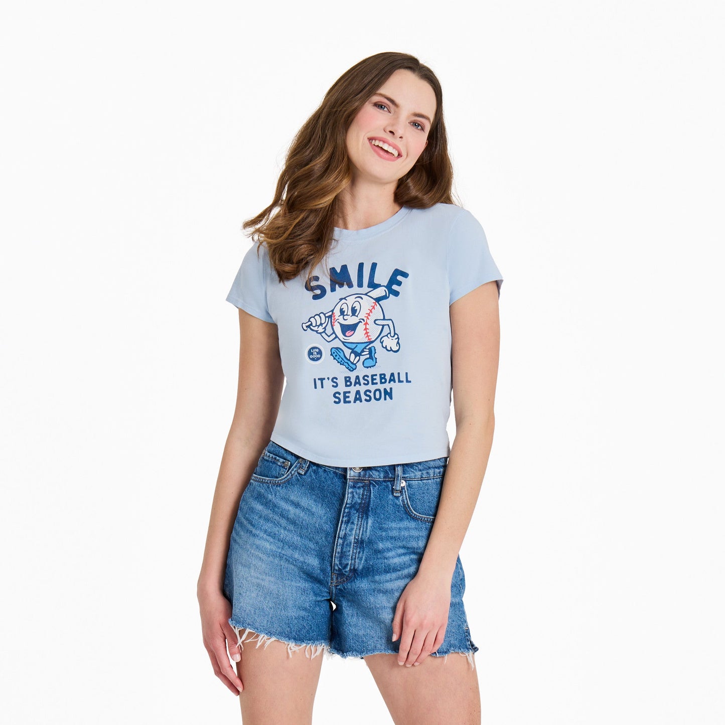 Women's Smile It's Baseball Season Mascot Crusher-LITE Shrunken Tee
