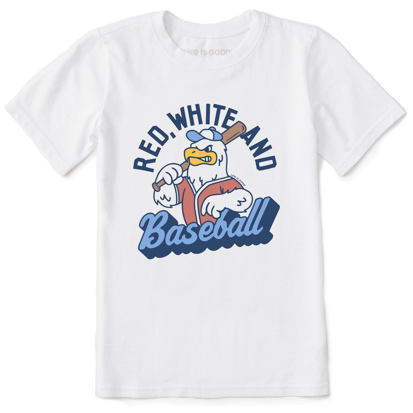 Kids Red White and Baseball Eagle Short Sleeve Crusher Tee