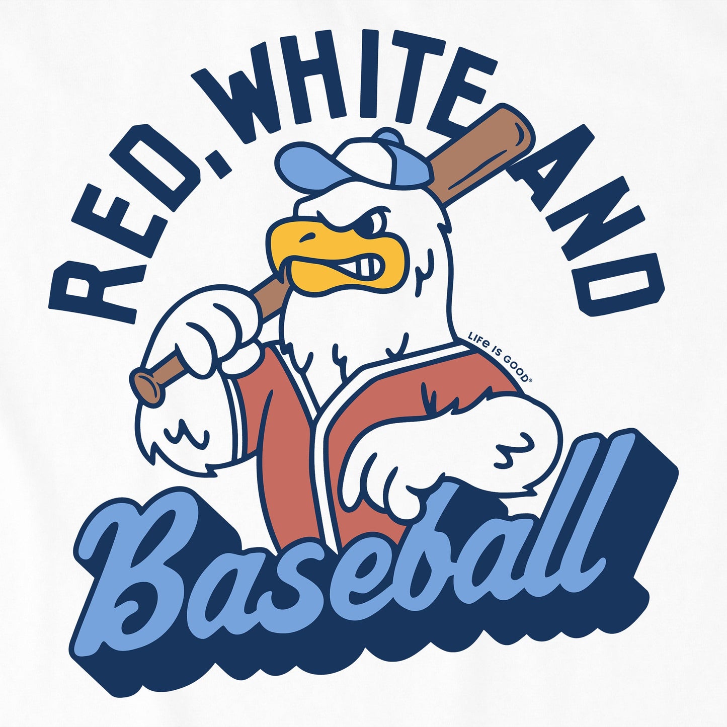 Kids Red White and Baseball Eagle Short Sleeve Crusher Tee