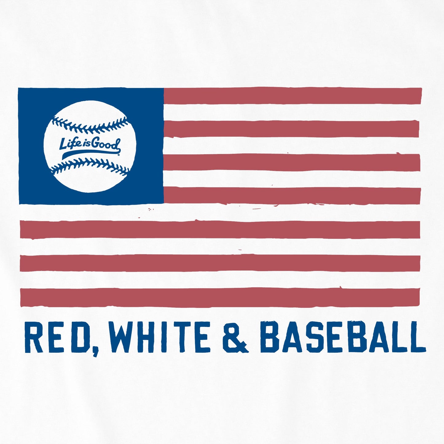 Kids Red White and Baseball Flag Short Sleeve Crusher Tee