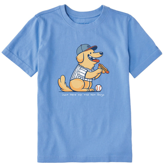 Kids Just Here for the Hot Dogs Golden Short Sleeve Crusher Tee