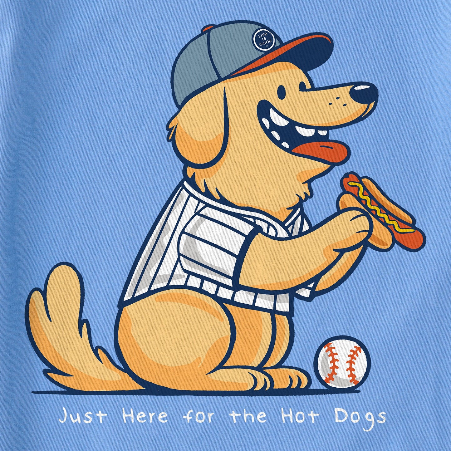 Kids Just Here for the Hot Dogs Golden Short Sleeve Crusher Tee