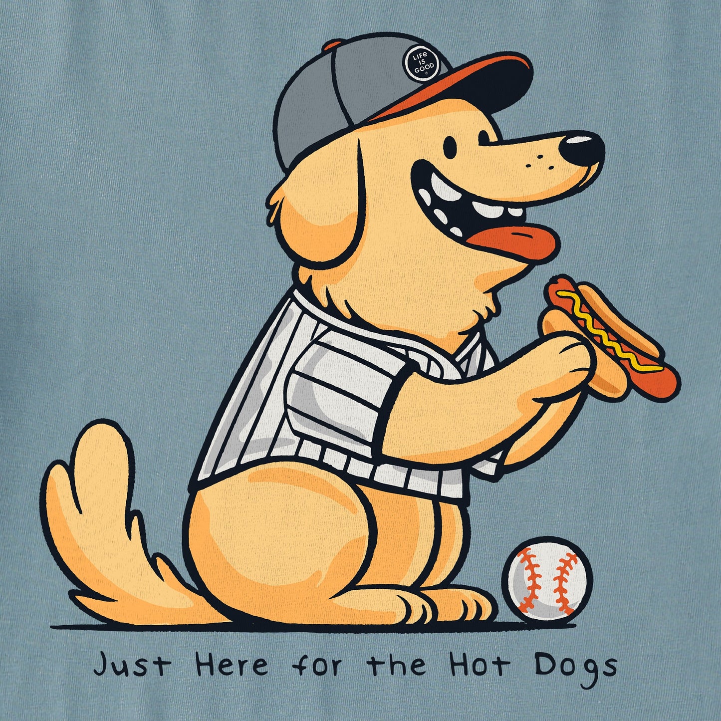 Men's Just Here for the Hot Dogs Golden Short Sleeve Crusher Tee