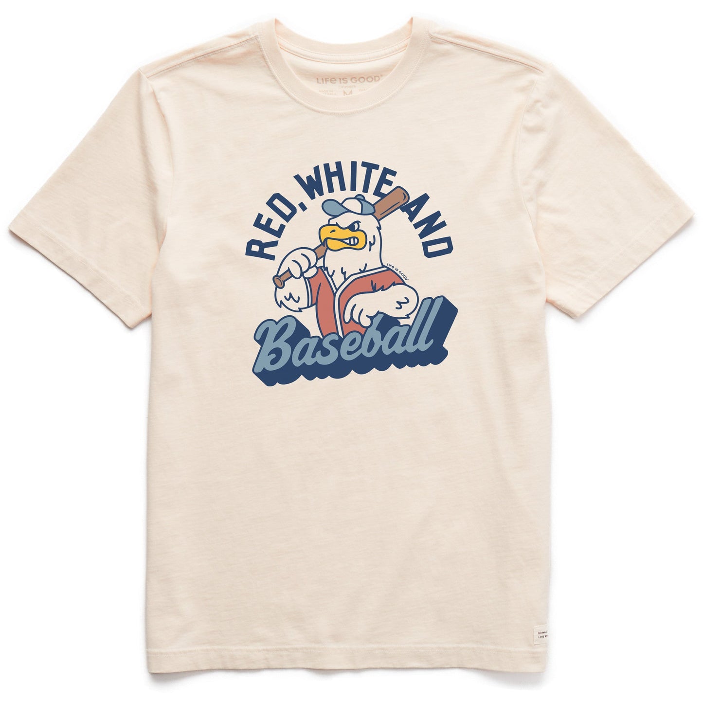 Men's Red White and Baseball Eagle Short Sleeve Crusher Tee
