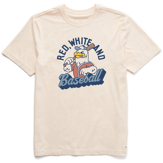 Men's Red White and Baseball Eagle Short Sleeve Crusher Tee