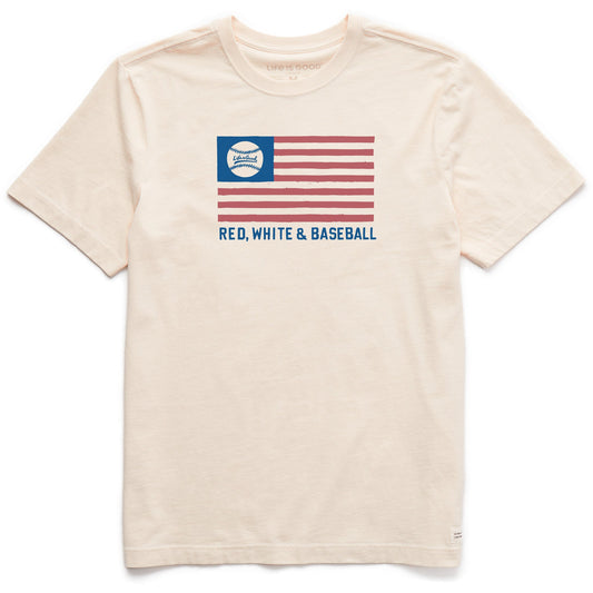 Men's Red White and Baseball Flag Short Sleeve Tee