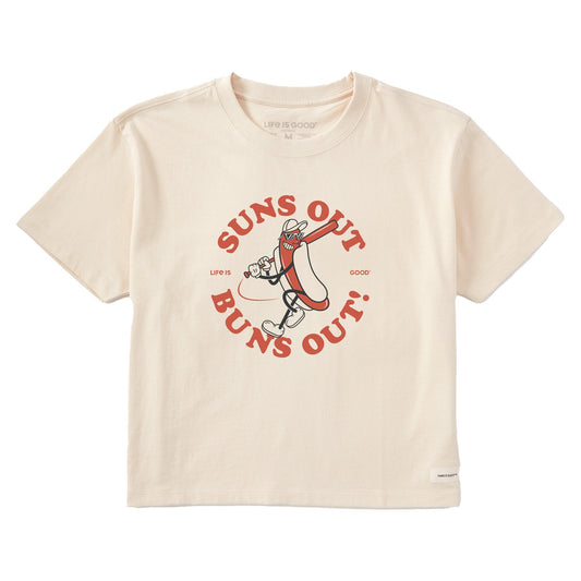 Women's Suns Out Buns Out Short Sleeve Crusher Boxy Tee