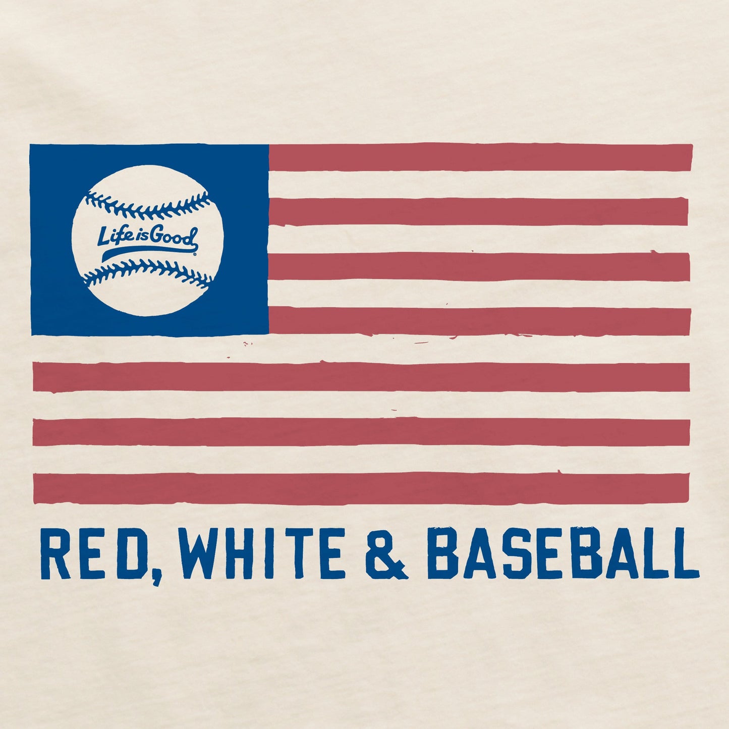 Women's Red White and Baseball Flag Short Sleeve Crusher Tee