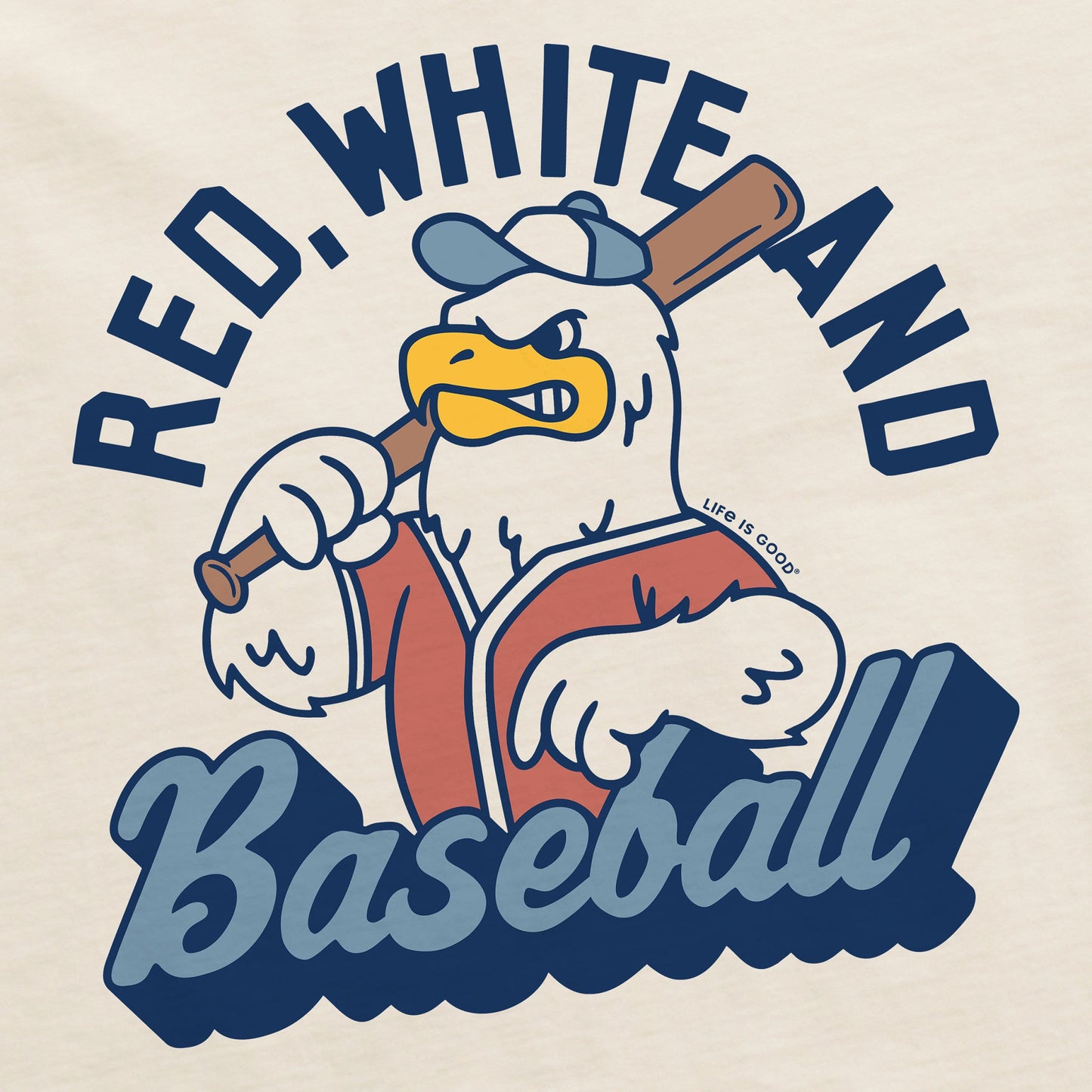 Women's Red White and Baseball Eagle Short Sleeve Crusher Tee
