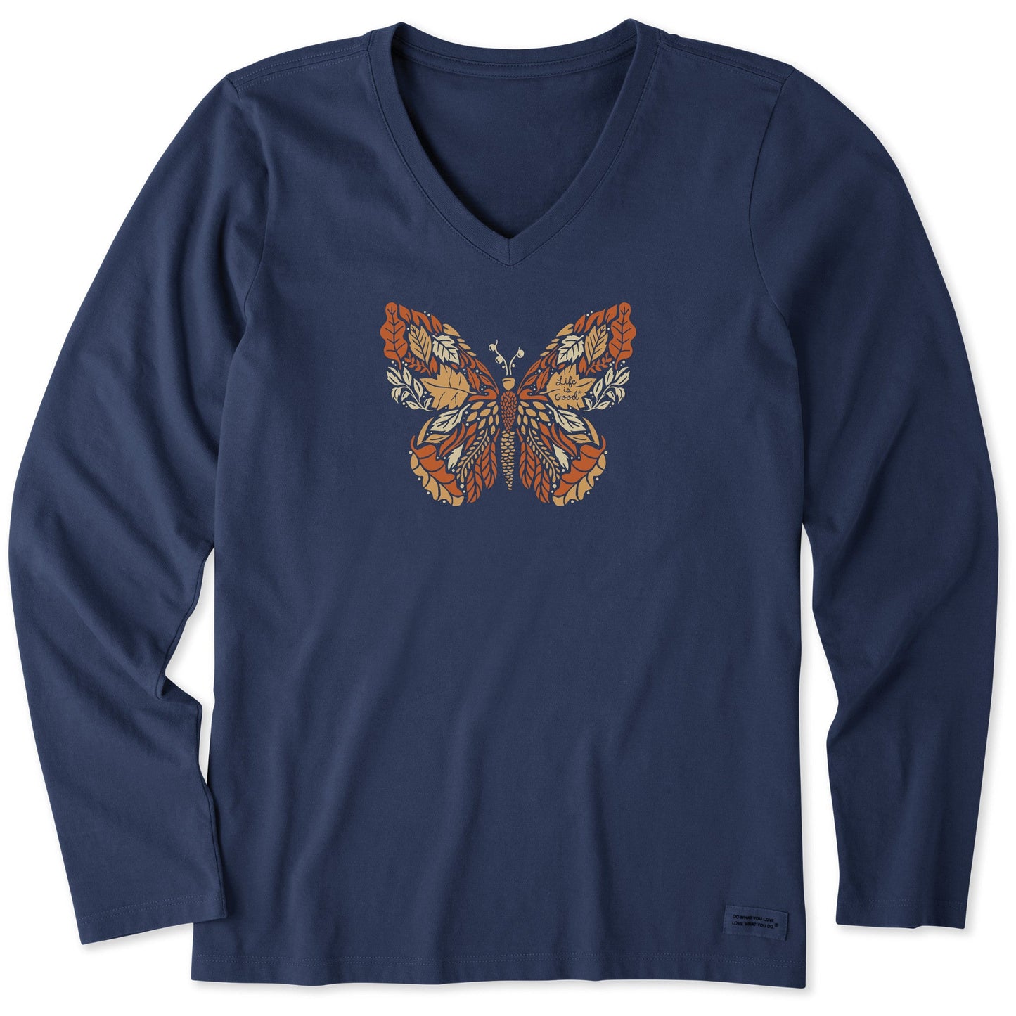 Women's Autumn Butterfly Long Sleeve Crusher Vee