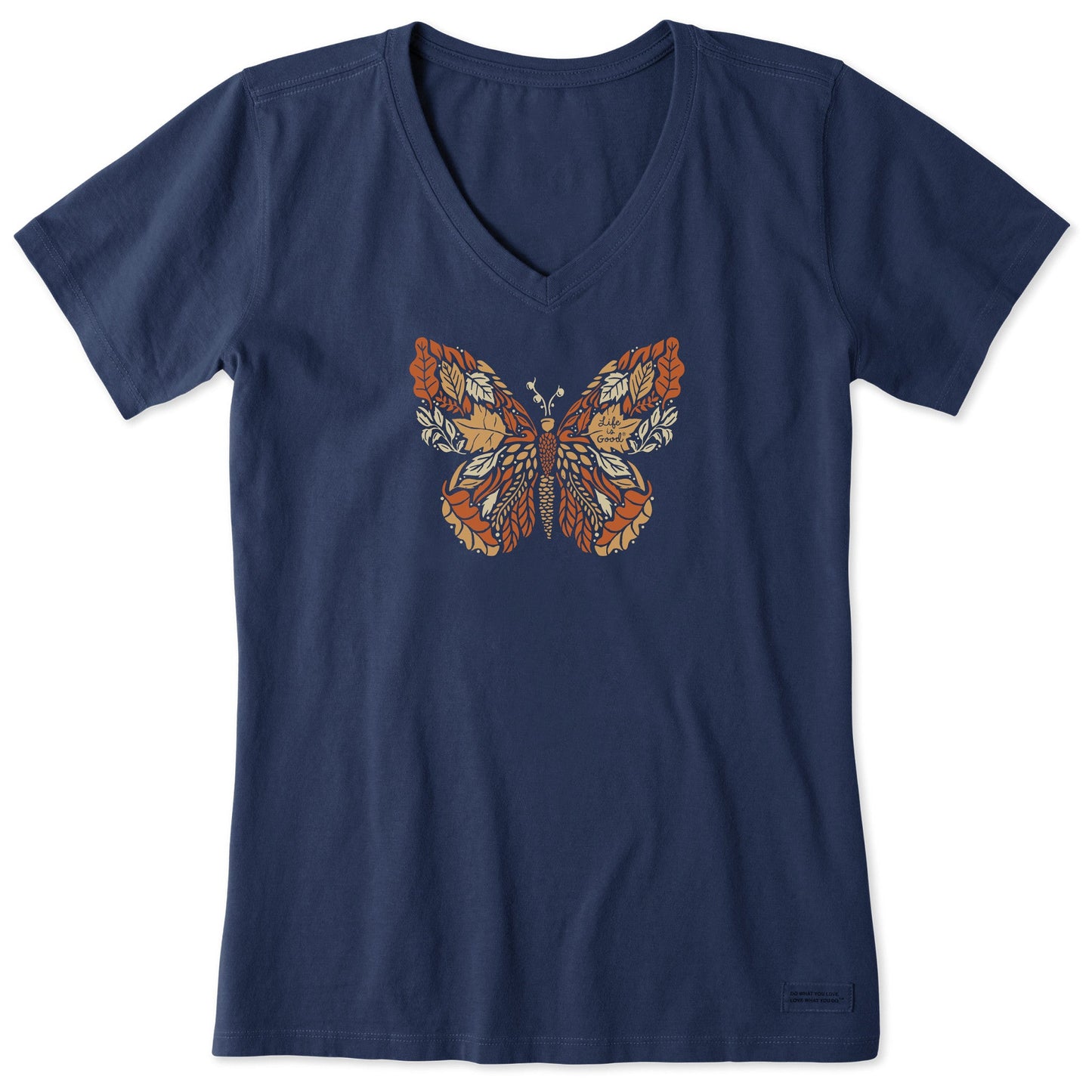 Women's Autumn Butterfly Short Sleeve Crusher Vee