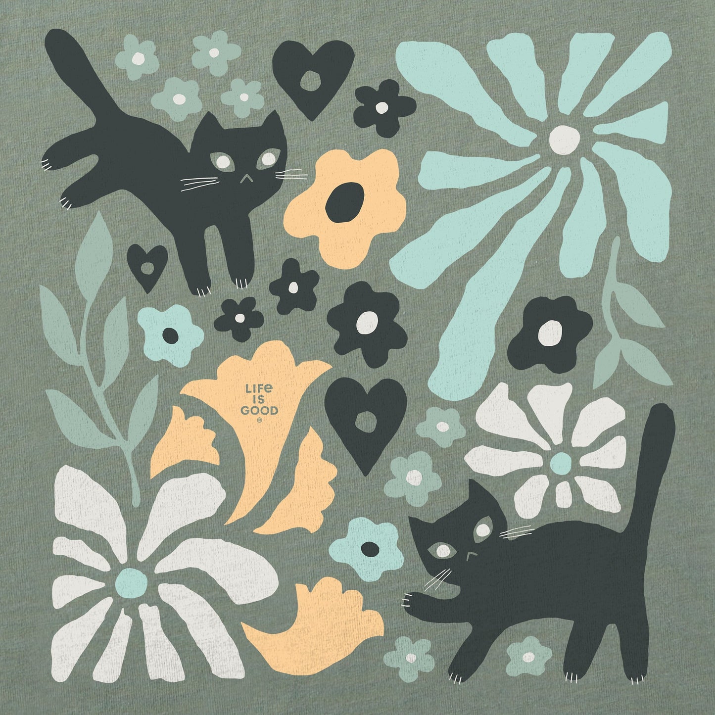 Women's Cats in Flower Field Short Sleeve Crusher Boxy Tee