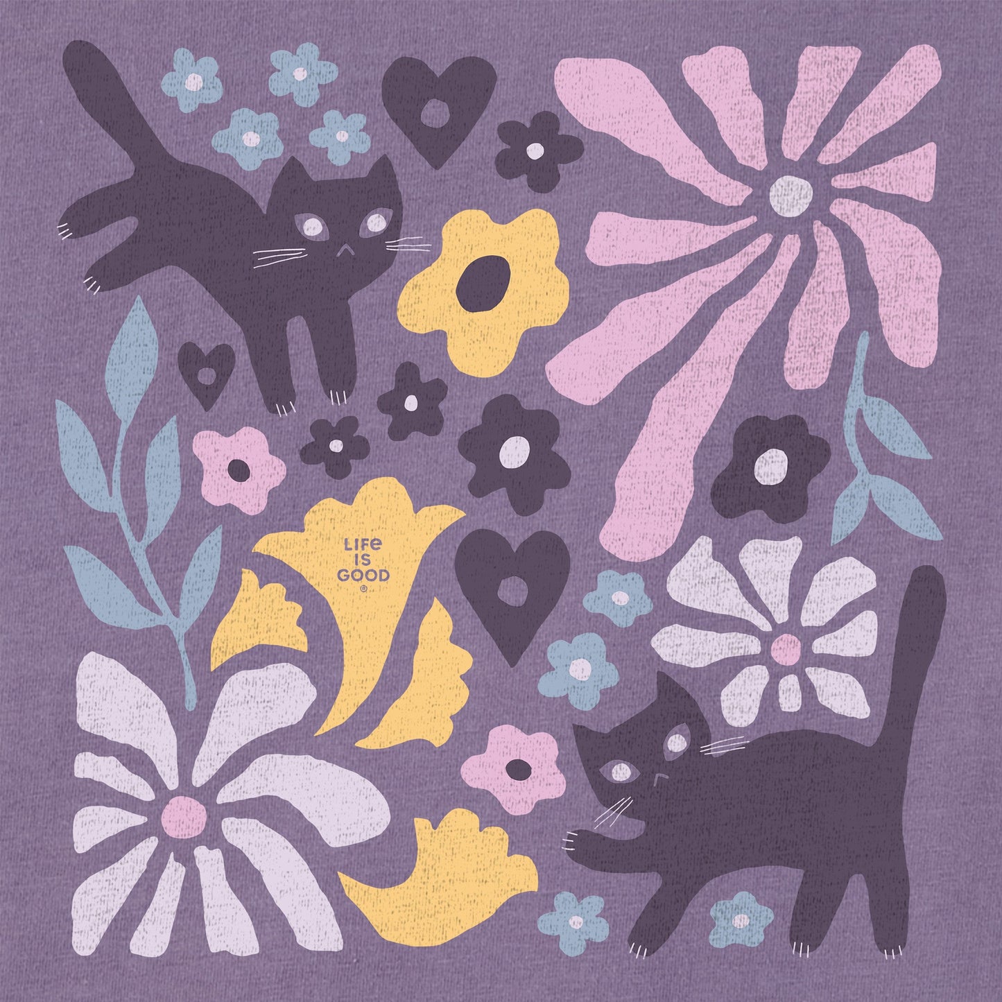 Women's Cats in Flower Field Short Sleeve Crusher Boxy Tee