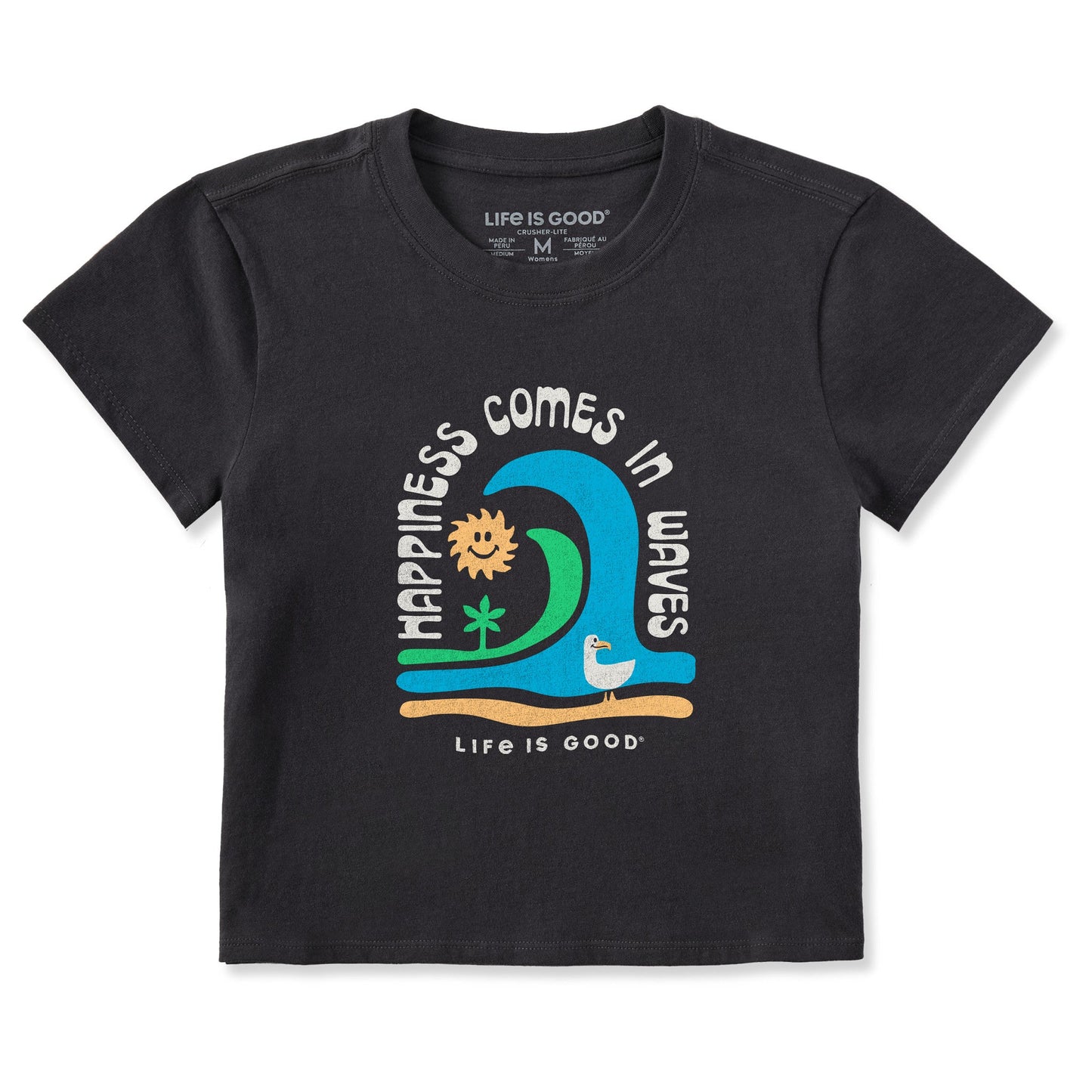 Women's Happiness Comes in Waves Crusher-LITE Shrunken Tee