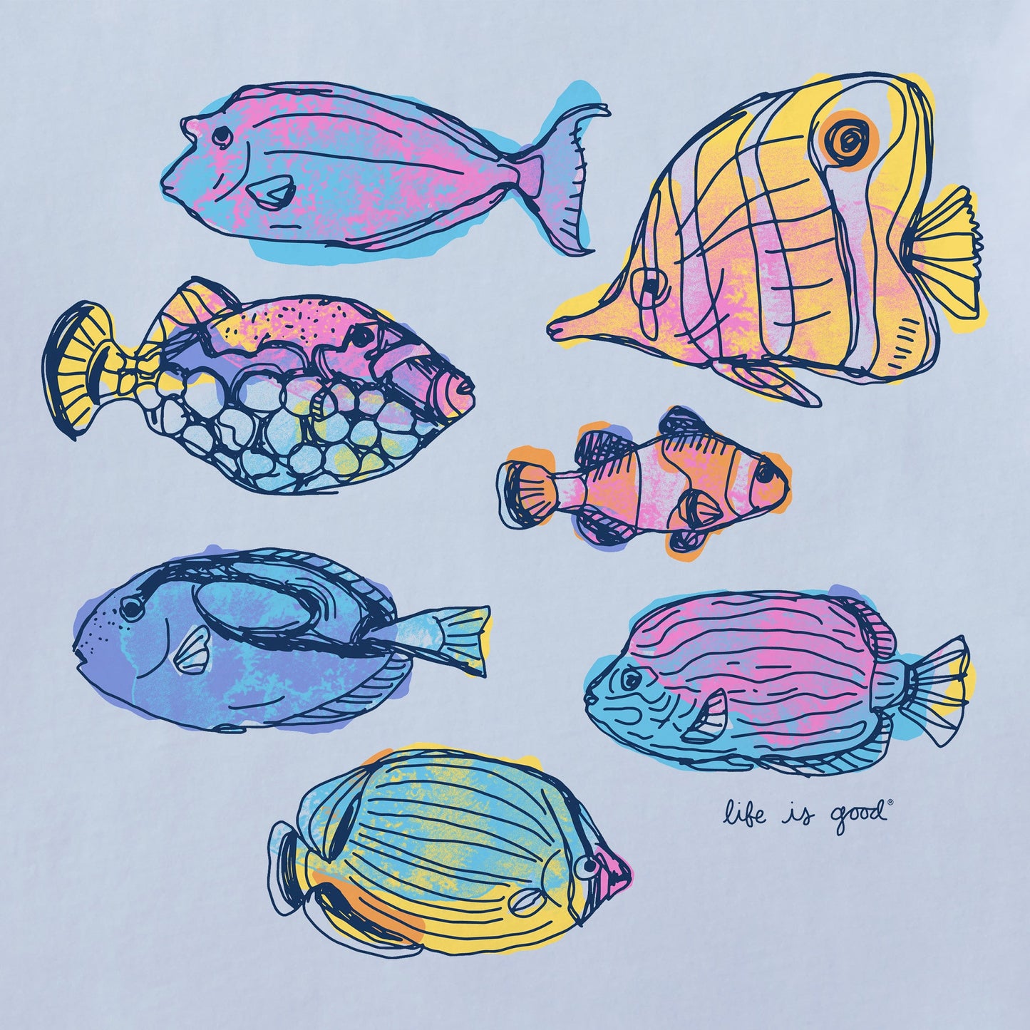 Women's Watercolor Tropical Fish Crusher-LITE Shrunken Tee