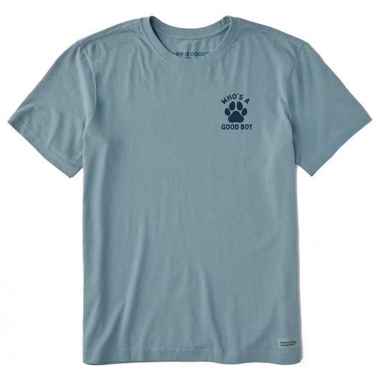 Men's Who's a Good Boy Paw Short Sleeve Crusher Tee