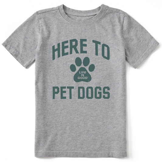 Kids Here to Pet Dogs Short Sleeve Crusher Tee