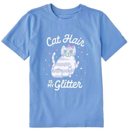 Kids Cat Hair is My Glitter Short Sleeve Crusher Tee