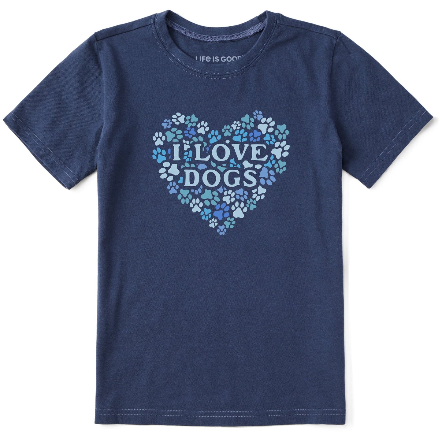 Kids I Love Dogs Paw Prints Short Sleeve Crusher Tee