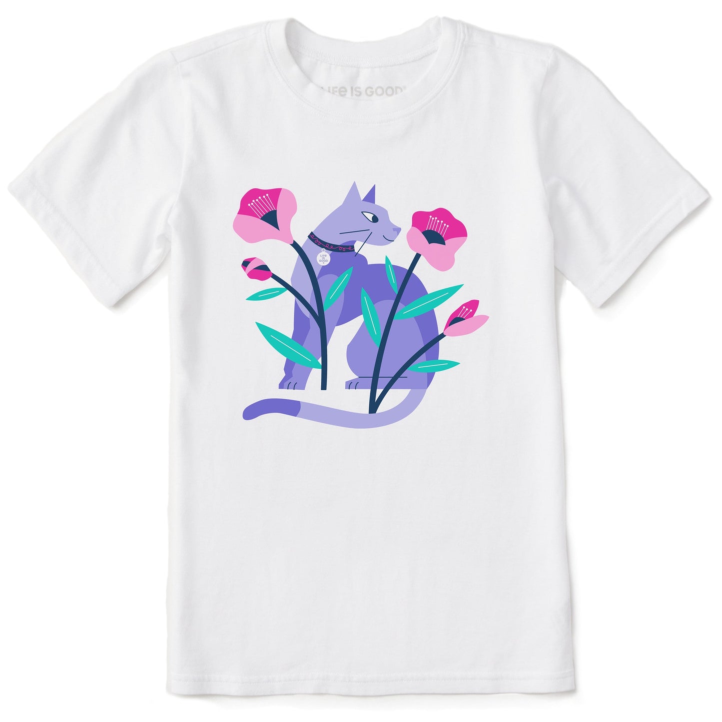Kids Cat in the Flowers Short Sleeve Crusher Tee
