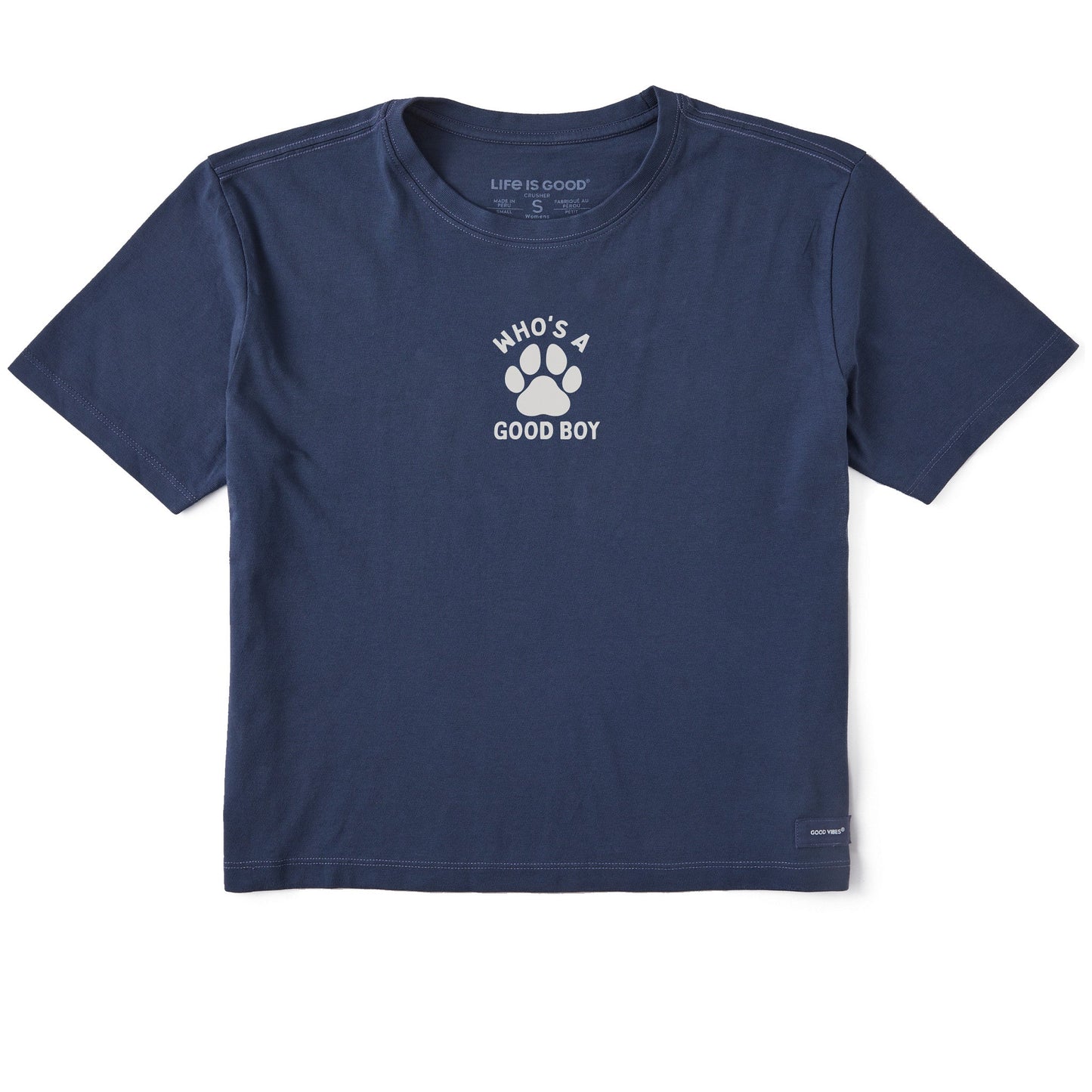 Women's Who's a Good Boy Paw Short Sleeve Crusher Boxy Tee