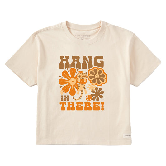 Women's Hang in There Cat Short Sleeve Crusher Boxy Tee