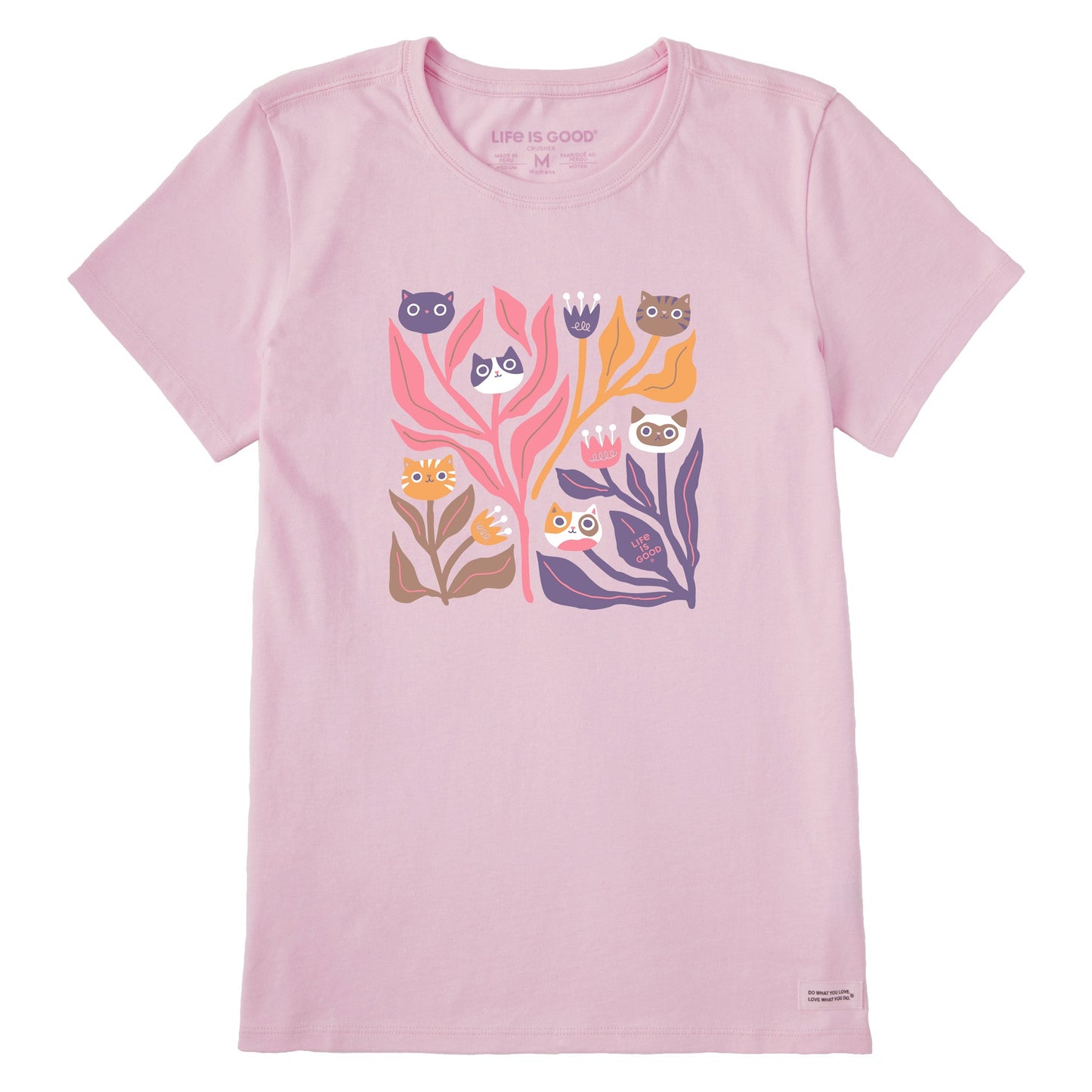 Women's Cat Flowers Short Sleeve Tee