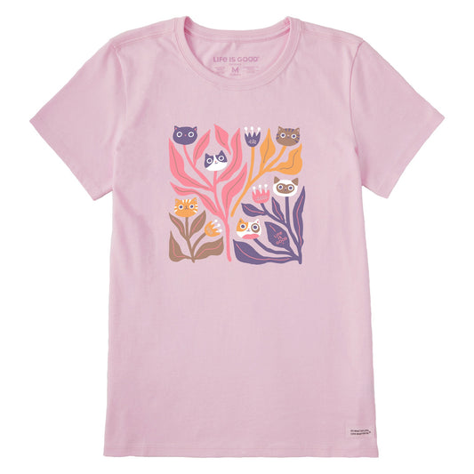 Women's Cat Flowers Short Sleeve Tee