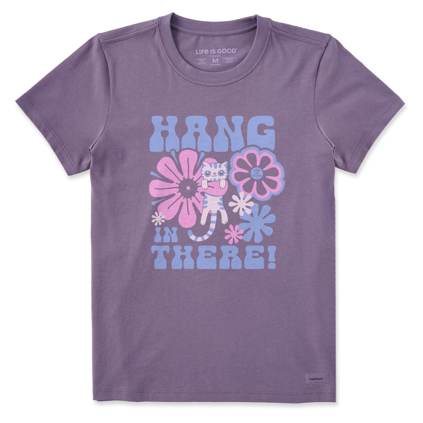 Women's Hang in There Cat Short Sleeve Crusher Tee