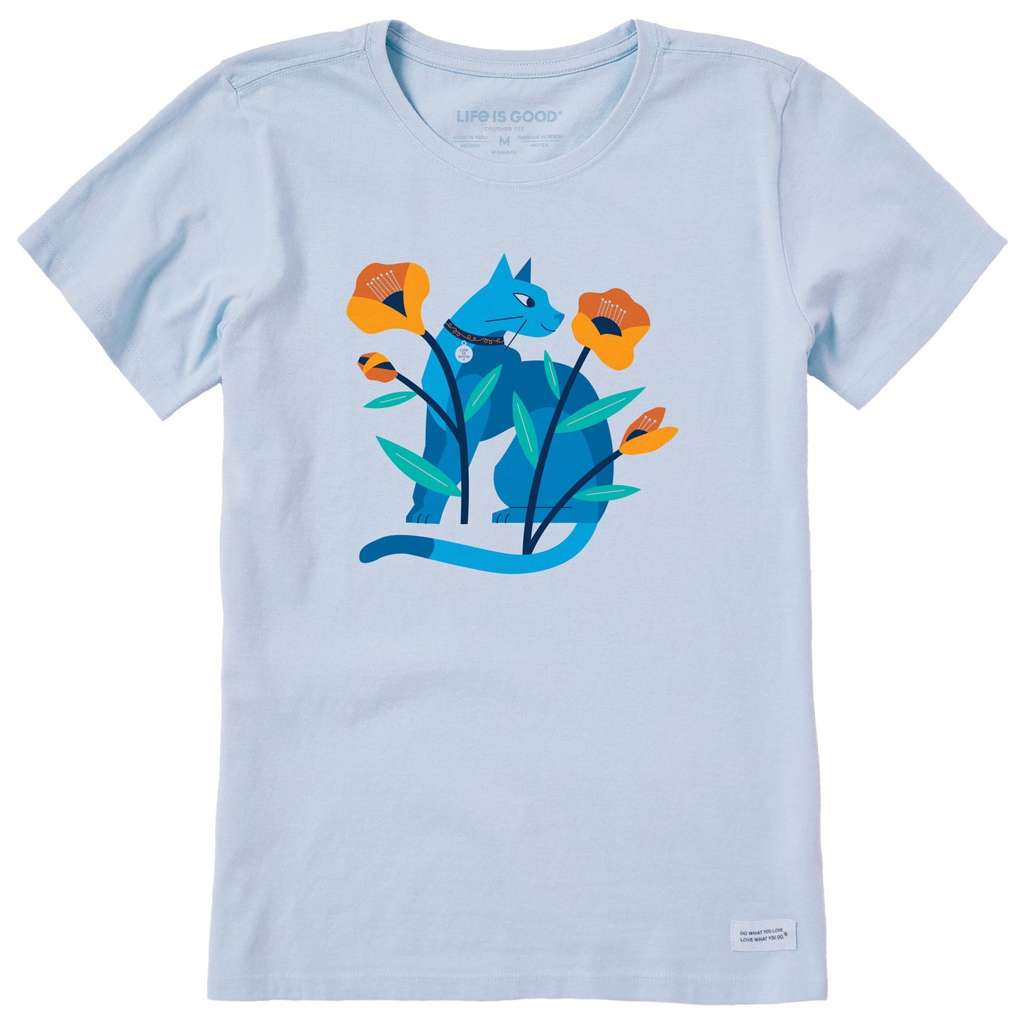 Women's Cat in the Flowers Short Sleeve Crusher Tee