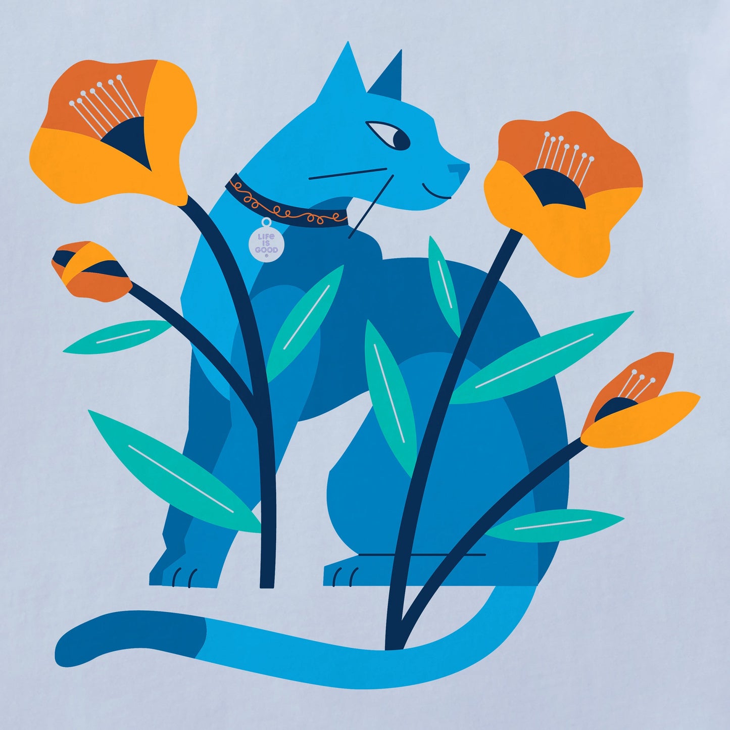 Women's Cat in the Flowers Short Sleeve Crusher Tee