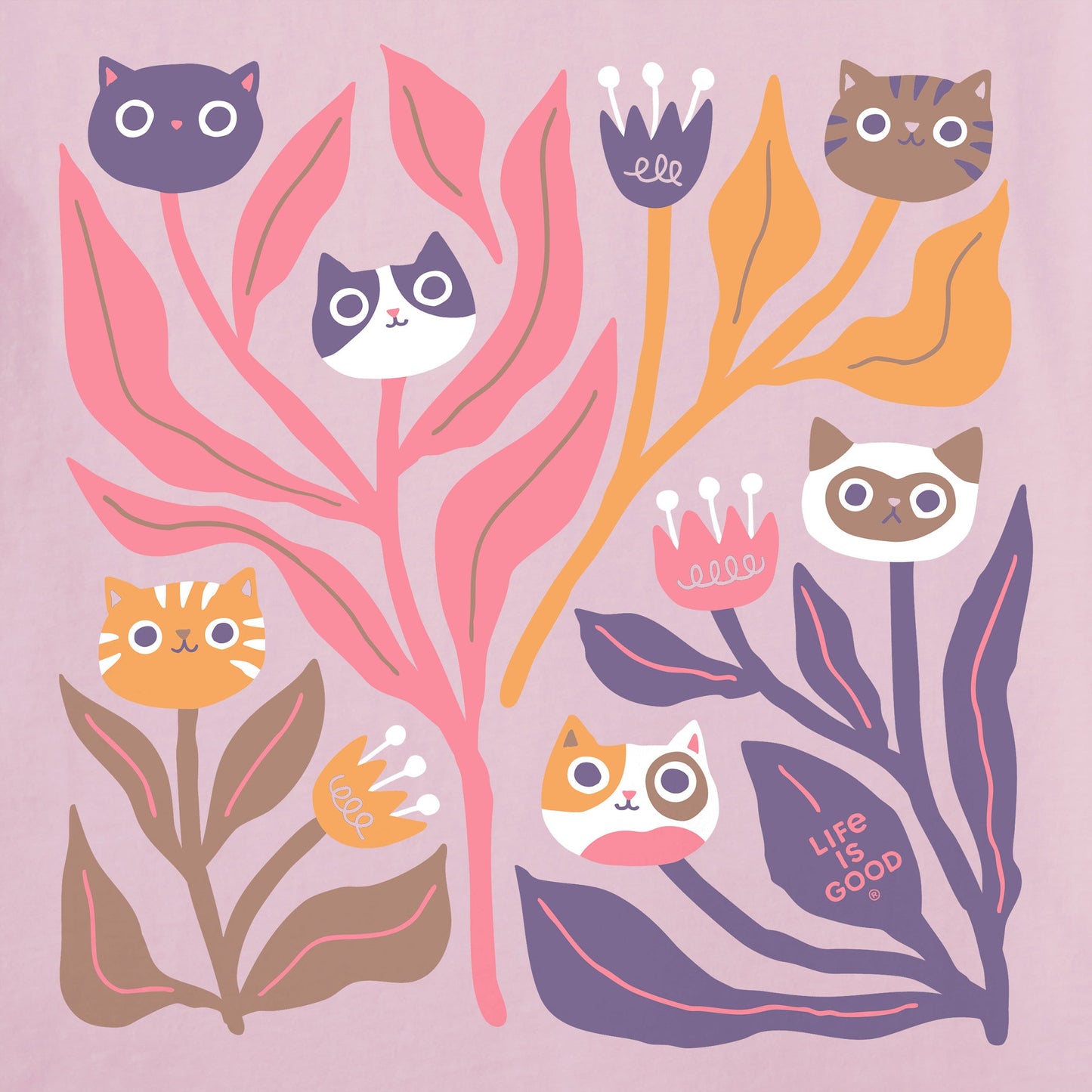 Women's Cat Flowers Short Sleeve Tee