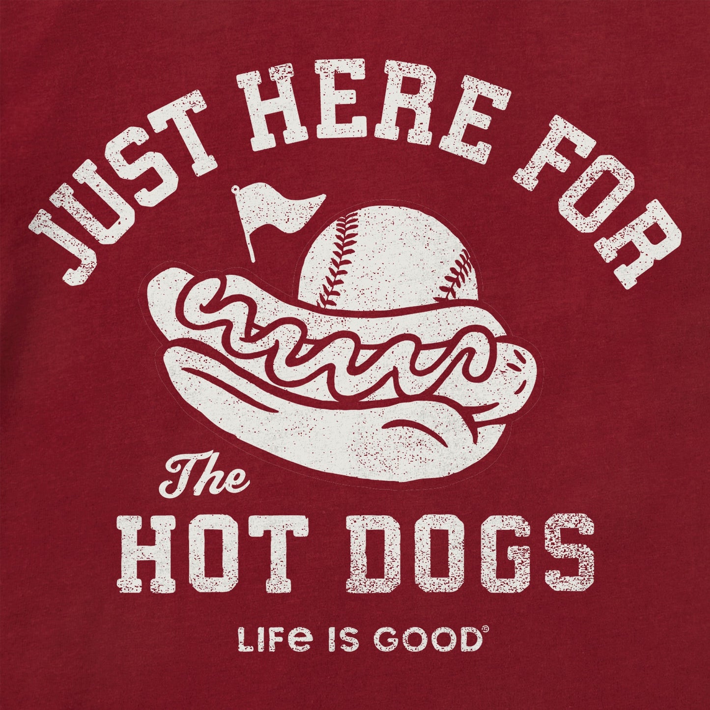 Toddler Here for the Hot Dogs Baseball Short Sleeve Crusher Tee