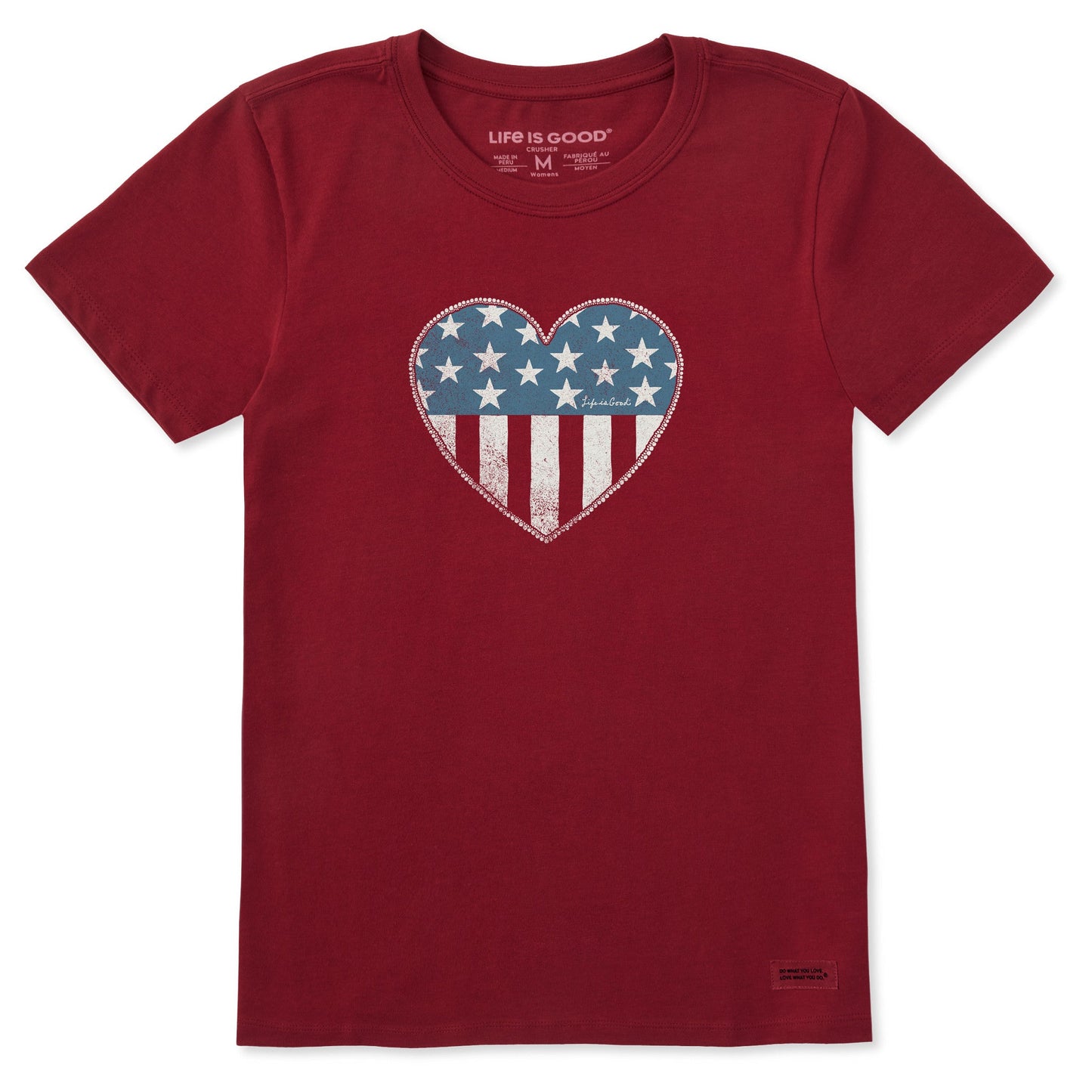 Women's Star Spangled Heart Short Sleeve Crusher Tee