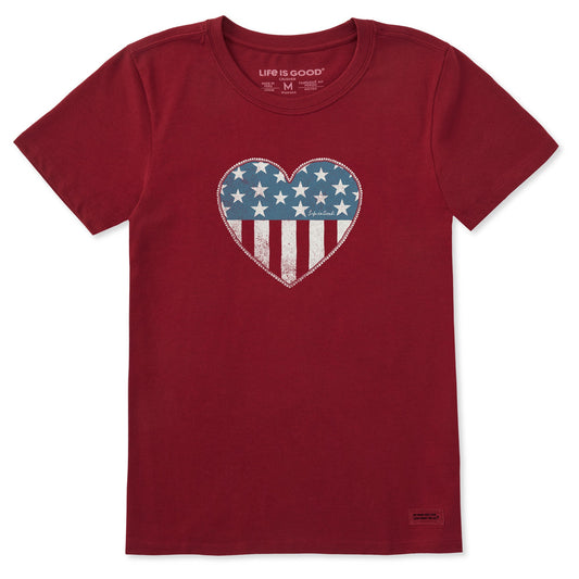 Women's Star Spangled Heart Short Sleeve Crusher Tee