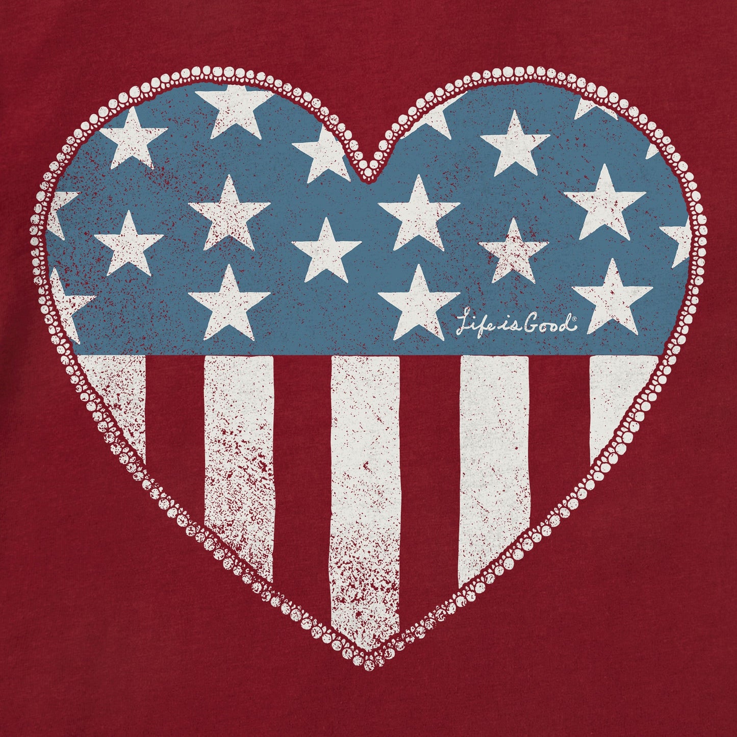 Women's Star Spangled Heart Short Sleeve Crusher Tee